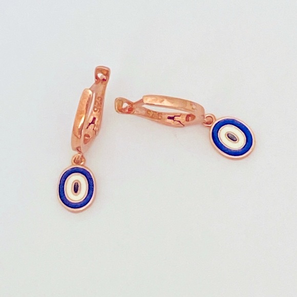 🧿 925 Silver handmade enamel evileye hoop earring - Picture 2 of 2